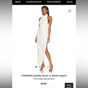 Amanda Uprichard Samba Gown White Sequin size Small